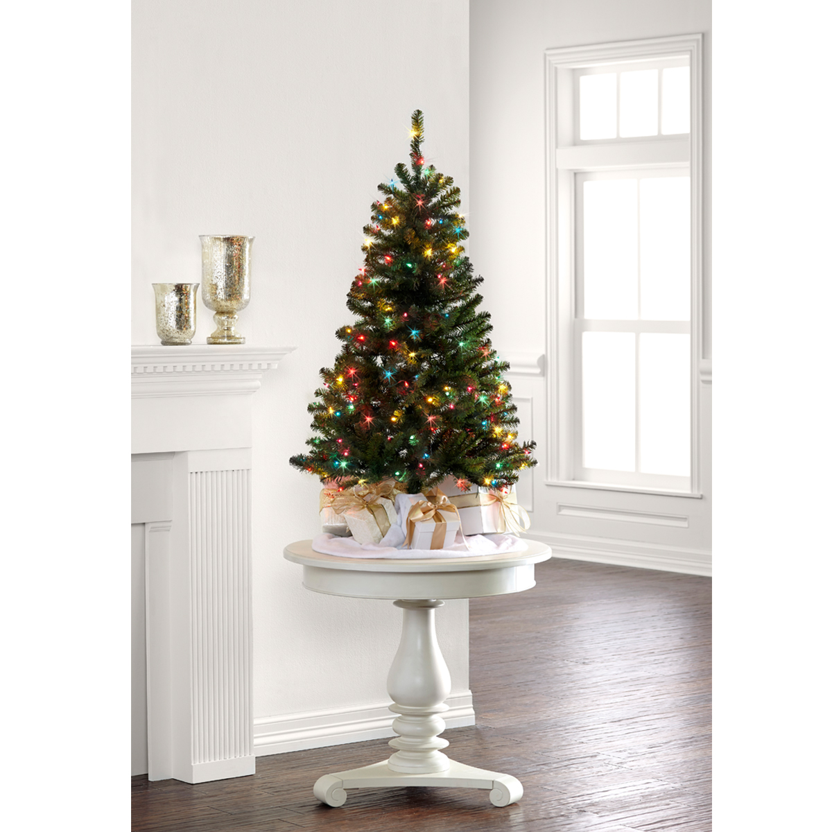 4 Ft. PreLit Hillside Pine Artificial Christmas Tree, Multicolor 4ft Pre Lit Christmas Tree